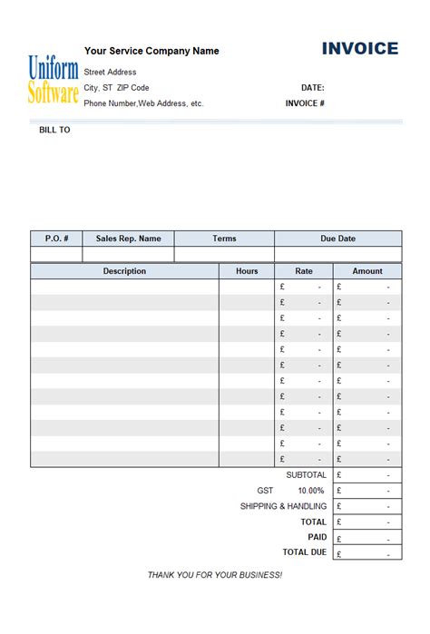 Invoice Template Vat Uk