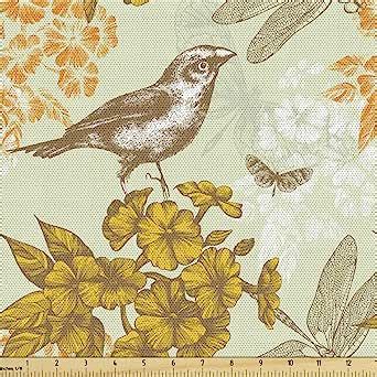 Amazon Lunarable Bird Fabric By The Yard Vintage Composition With