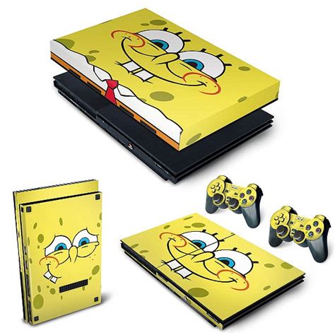 KIT PS2 Slim Skin E Capa Anti Poeira Bob Esponja Pop Arte Skins