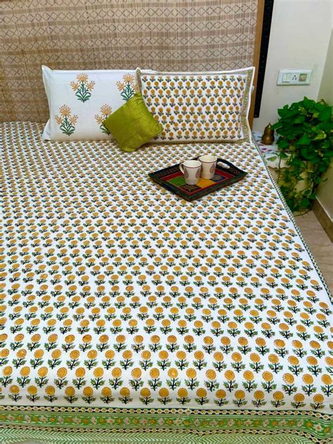 Hand Block Printed Pure Cotton Double Bedsheet Mooldhaga