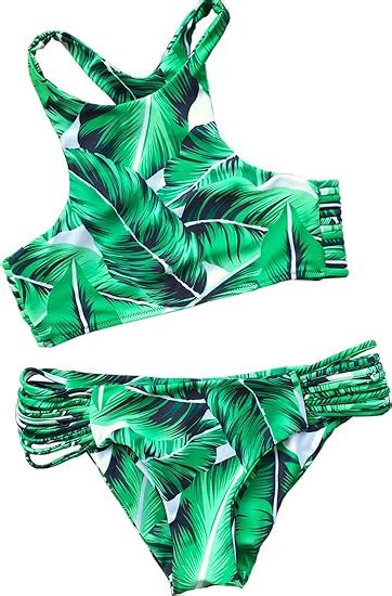 Amazon Cupshe Women S Tropical Leaves Printing Tank Padding Bikini