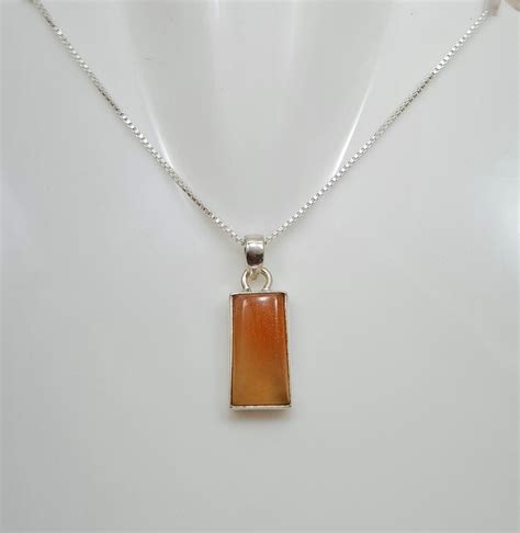 Mm Fire Sunstone Necklace Sterling Silver Natural Sunstone