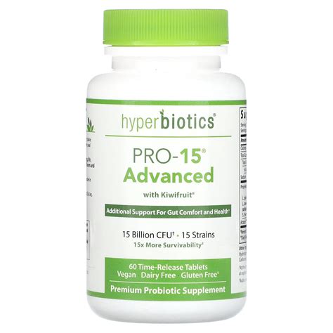 Hyperbiotics Pro 15 Advanced With Kiwifruitx 15 Billion Cfu 60 Time Release Tablets