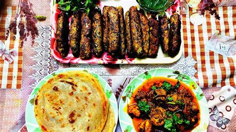 Chicken Sheek Kabab Recipe Chicken Shukka With Lachcha Paratha