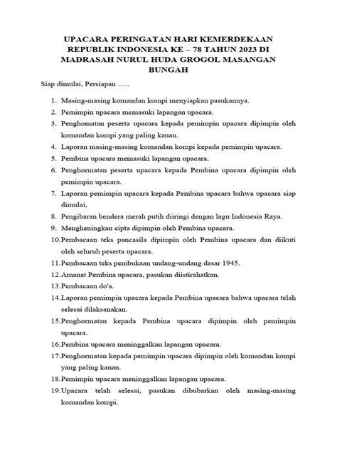 Upacara Peringatan Hari Kemerdekaan Republik Indonesia Ke | PDF