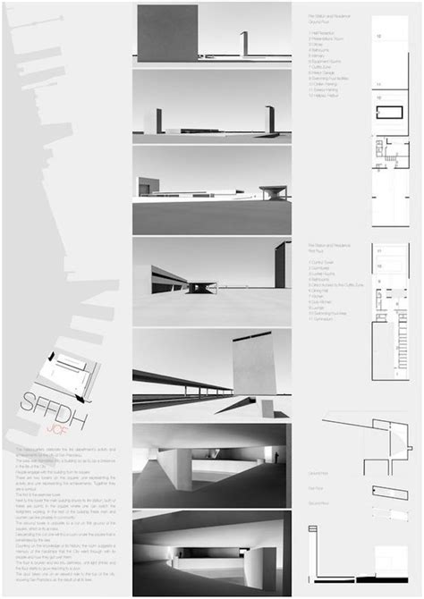 おしゃれな建築プレゼンボードの配色1：ミニマムなモノトーンスタイル 建築プレゼンの道標 建築の写真 建築プレゼンボード 建築見取り図