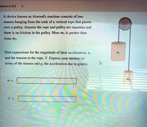 SOLVED Estion 6 Of 6 A Device Known As Atwood S Machine Consists Of