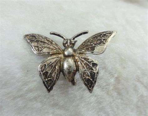 Sterling Butterfly Brooch S C Clasp Gem