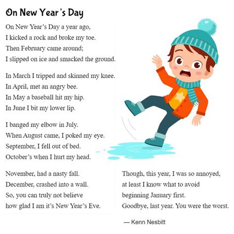 New funny poem for kids: "On New Year's Day" https://www.poetry4kids ...