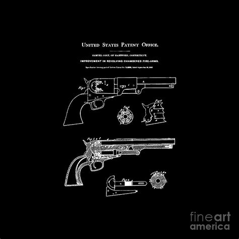 Colt Revolver 1850 Patent Blueprint Digital Art by Cathy R Haworth