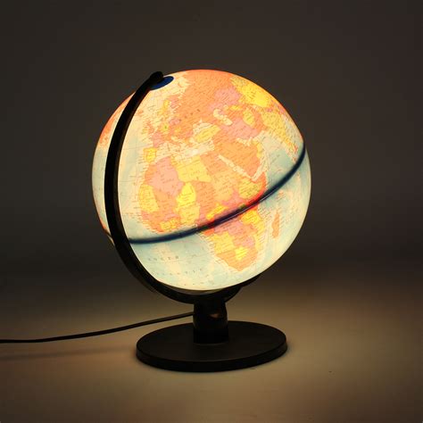 25cm/ 9.8'' Desktop World Globe Night Light Geography Illuminated LED ...