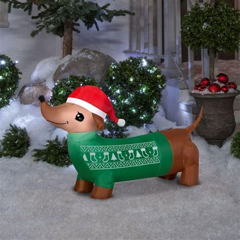 Gemmy 4ft Outdoor Xmas Decorations Airblown Inflatable Weiner Dog