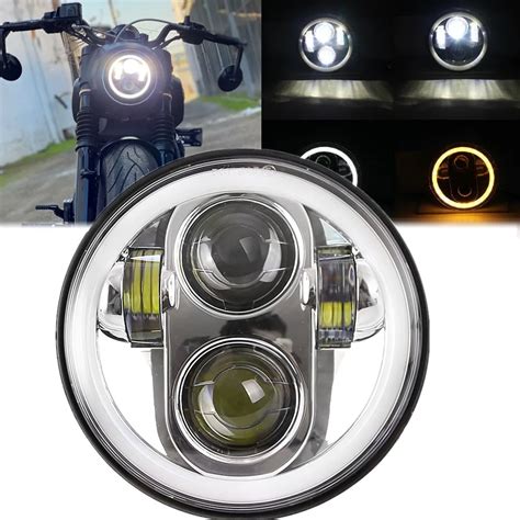 Motorcycle 5 75 Inch Halo Angel Eyes LED Headlight For Dyna Sportster