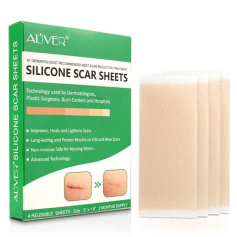 ALIVER 4 Buah Kotak Silikon Gel Strip Patch Silikon Lembaran Bekas Luka