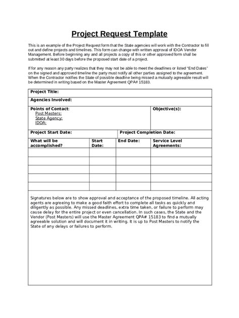 Project Request Template Word Doc Template Pdffiller