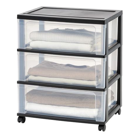 Iris Usa Plastic 3 Drawer Wide Storage Cart