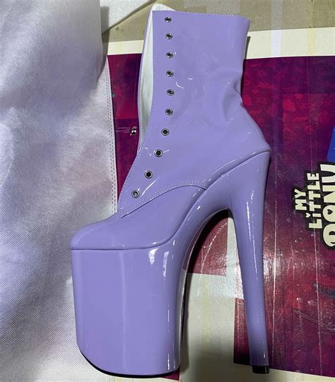 20cm Violet Color Fashionable Sexy Cavalier Women S High Heel Platform Ankle Boots Pole Dancing