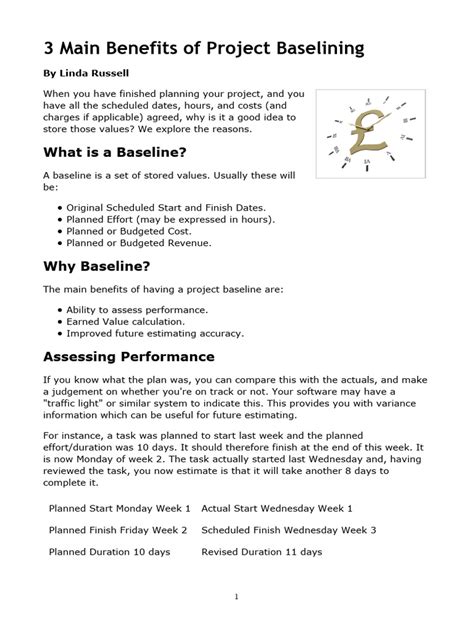3 Main Benefits Of Project Baselining Pdf Accuracy And Precision