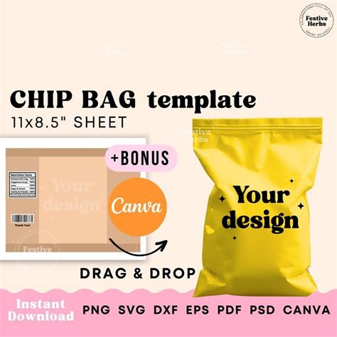 a bag of food with the text your design next to it and an image of a ...