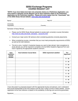 Fillable Online Isc Sdsu Sdsu Course Request List Doc Isc Sdsu Fax