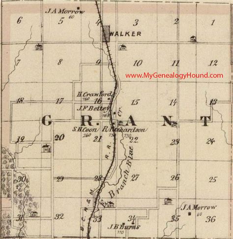 Grant Township Linn County Iowa 1875 Map