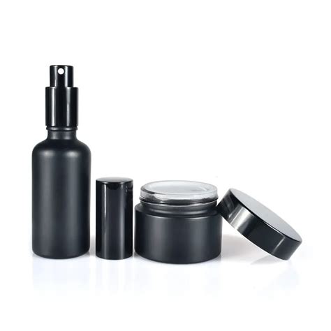 Quality 15ml 30ml 50ml Matte Black Glass Cream Jar 15ml 30ml 50ml 60ml 100ml Perfume Glass Spray