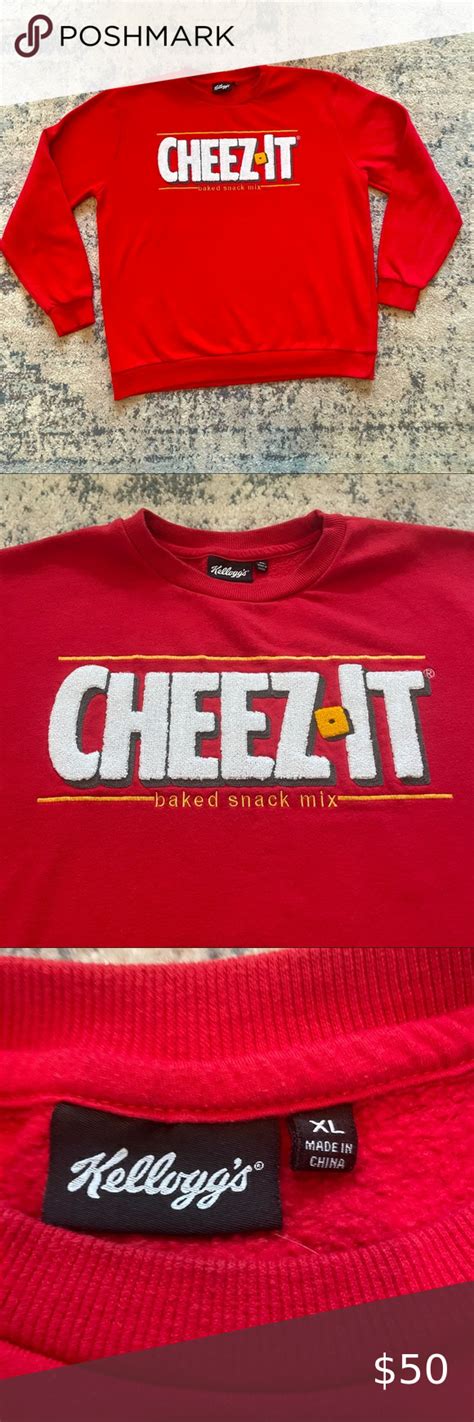 Kelloggs Cheez It Baked Snack Mix Red Crew Neck Sweatshirt Sweater