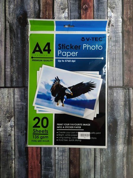 Jual V TEC STICKER PHOTO PAPER TYPE SPP 9112A A4 ISI 20 SHEETS 135gsm