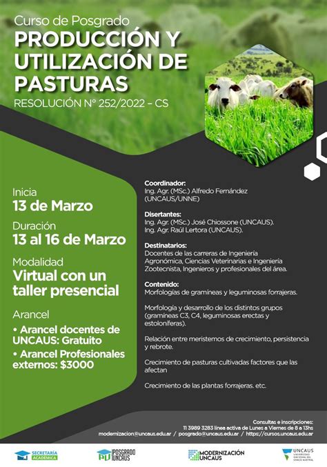 Curso De Posgrado Producción Y Utilización De Pasturas — Cursos Uncaus