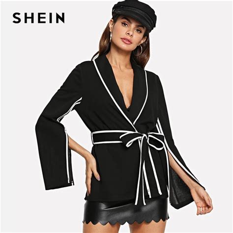 Aliexpress Buy Shein Office Lady Elegant Slit Sleeve White