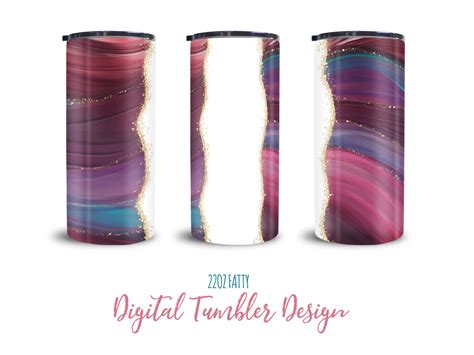 Sublimation 20 Oz Tumbler Designs Customisable Full Wrap Seamless Alcohol Ink In Purple And Blue