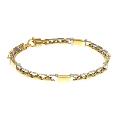 Bracciale Da Uomo In Oro Giallo E Bianco Kt Catena Piena