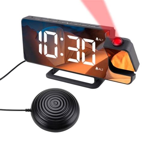 Usb Rechargeable Vibrating Alarm Clock 180° Rotable Projection For Time Clocks Ebay