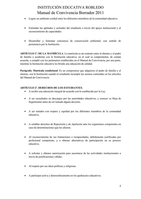 Manual De Convivencia Borrador Pdf