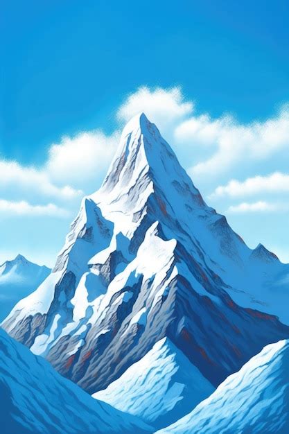 Premium Ai Image Majestic Snowcapped Mountain Peak Against Blue Sky