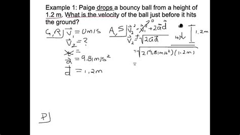 Kinematic Problems With Acceleration Due To Gravity Youtube