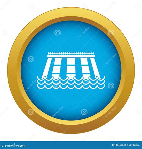 Blue Hydroelectric Dam Icon Isolated On White Background Water Energy Plant Hydropower