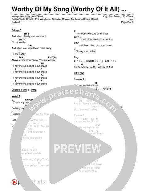 Worthy Of My Song (Worthy Of It All) (Worship Choir SAB) Chords PDF (Phil Wickham / Chandler ...