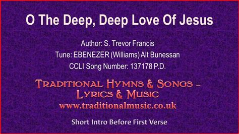 O The Deep Deep Love Of Jesus Mp522 Ebenezer Old Hymn Lyrics And Music Hymns Lyrics