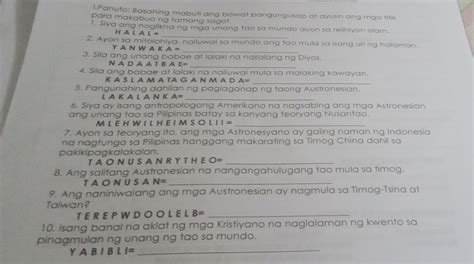 Panuto Basahing Mabuti Ang Bawat Pangungusap At Ayusin Ang Mga Titik