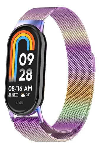 Pulseira De Metal Aço Inox Magnetica Para Xiaomi Mi Band 8 Cor Degrade