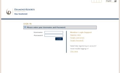 Member.diamondresorts.com website. Member Log In.