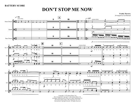 Don T Stop Me Now Score Only Arr Cal Rustad By Queen Sheet Music For Marching Band At Sheet