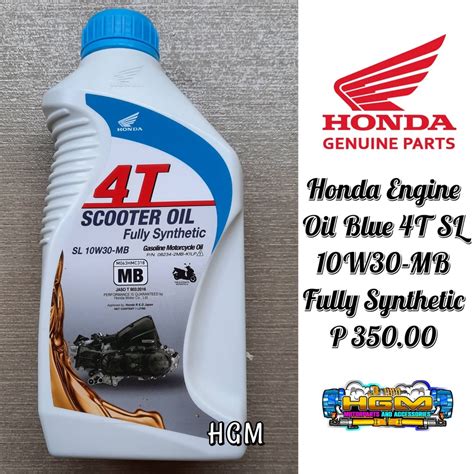 HONDA ENGINE OIL FULLY SYNTHETIC BLUE CAP 10W 30 MB 1LITER Shopee