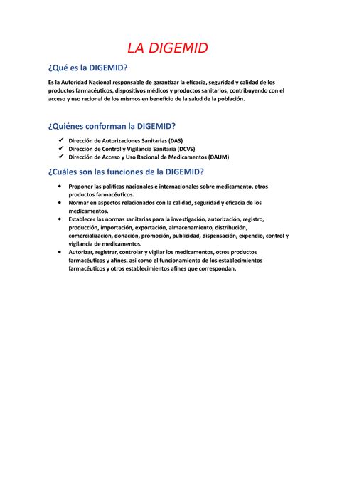 La Digemid La Digemid Qu Es La Digemid Es La Autoridad Nacional