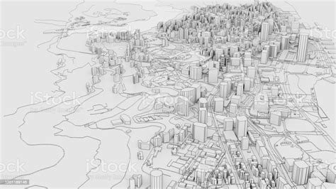 3d White City Model Outline 3d Illustration Stock Photo Download