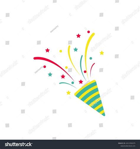 Exploding Party Popper Cone Confetti Isolated Stock Illustration