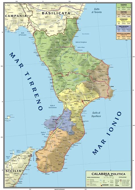 Cartina Geografica Regione Calabria Fisica E Politica