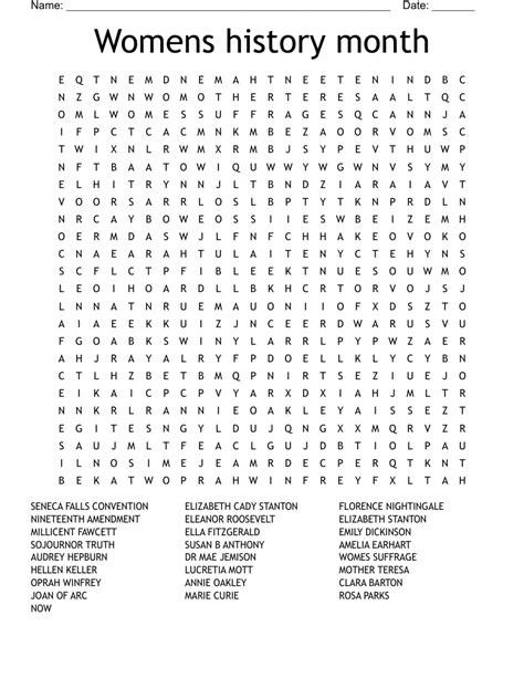 Womens History Month Word Search Wordmint