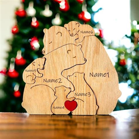 Personalisierte Holzb Ren Familienpuzzle Etsy De